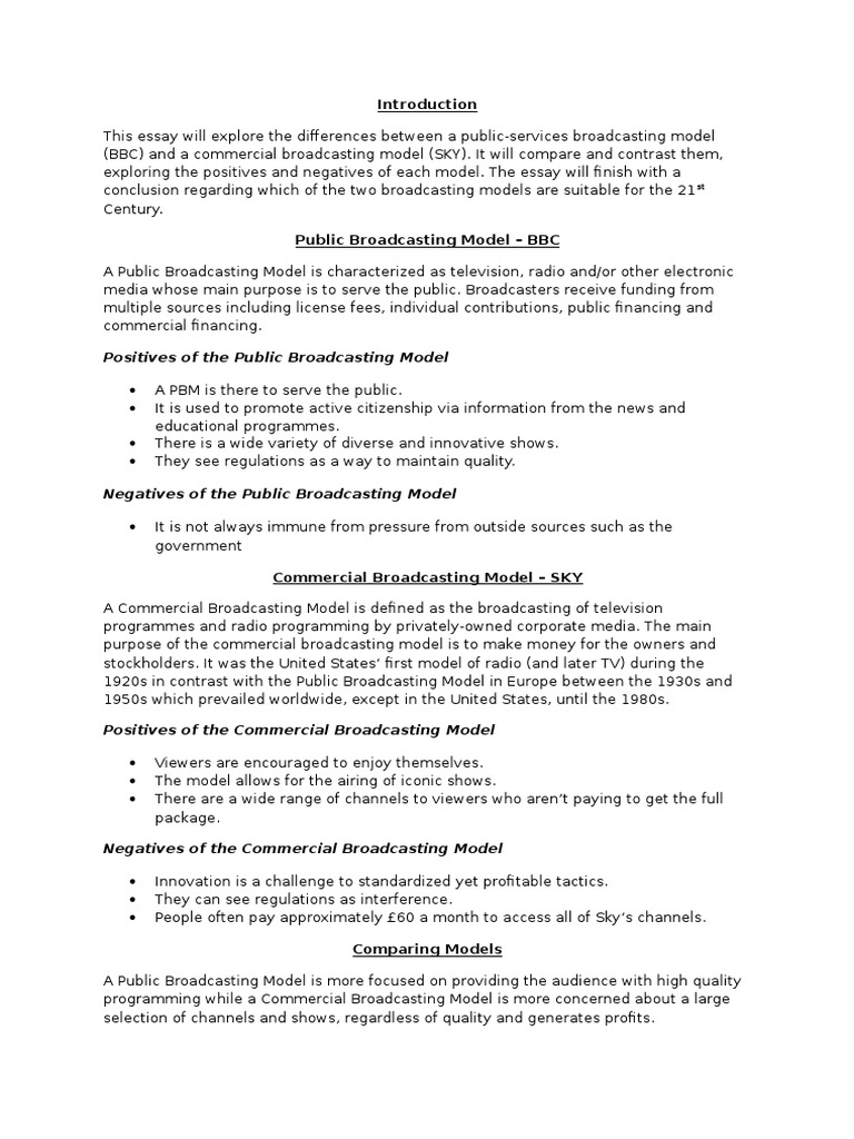 Sky Vs BBC | PDF | Bbc | Public Broadcasting