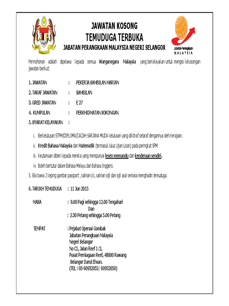 Jawatan Kosong Psh 2015 E27