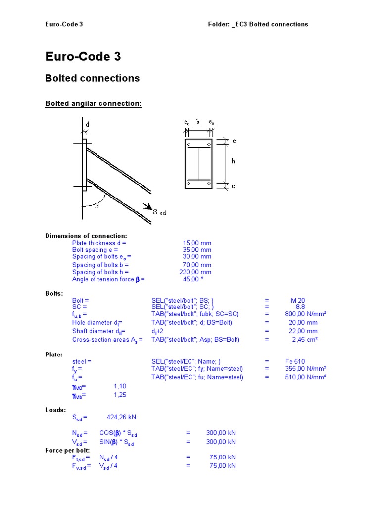 Euro-Code 3: Bolted Connections | PDF