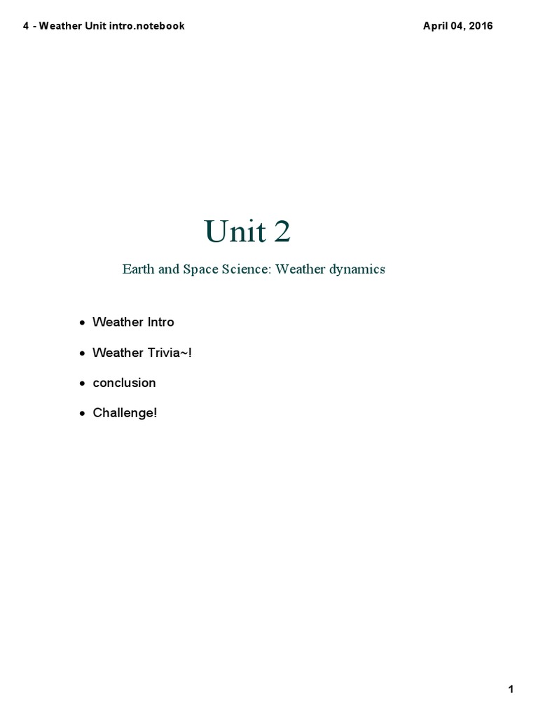 Weather Dynamics Unit Overview | PDF