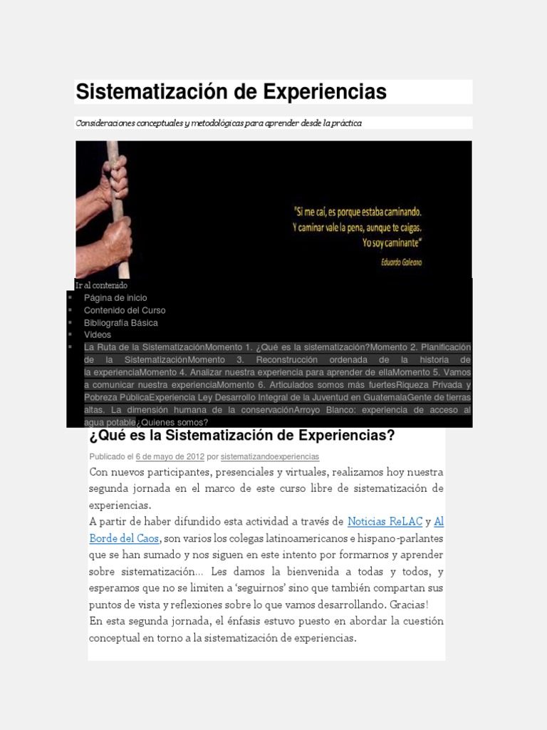 ¿Qué Es La Sistematización de Experiencias
