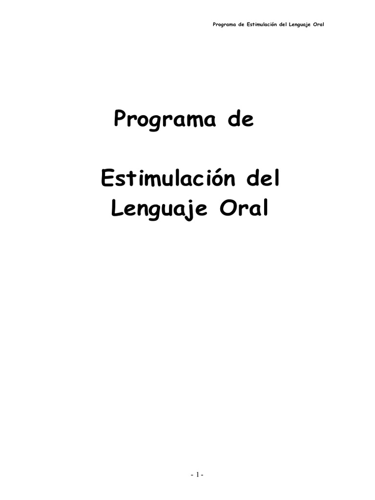Programa de Estimulación Del Lenguaje Oral Completo-2 | PDF | Palabra ...