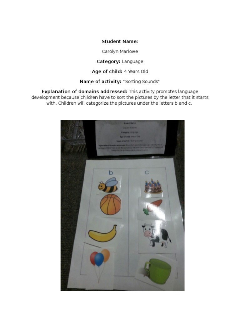 Sorting Sounds Activity for Language Development | PDF | Language Arts ...