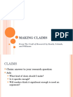 Making Claims: From The Craft of Research by Booth, Colomb, and Williams