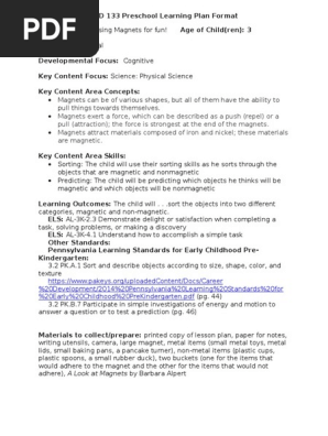 magnet lesson plans for preschool