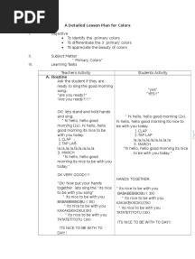 A Detailed Lesson Plan For Colors