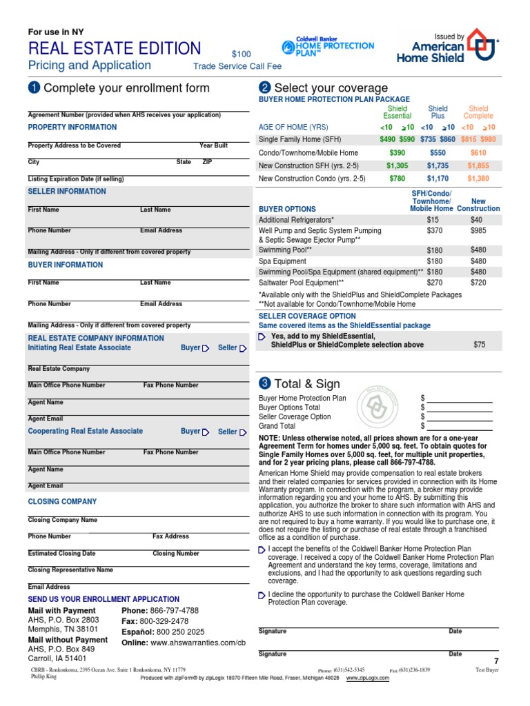 AHS Home Warranty Summary AcceptDecline 2014 Option (Finance) Real Estate Broker