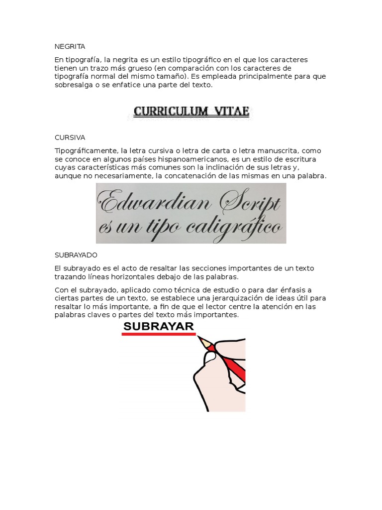 NEGRITA, Cursiva Pegar Copiar | PDF | Tipografía | Texto, image size:768x1024