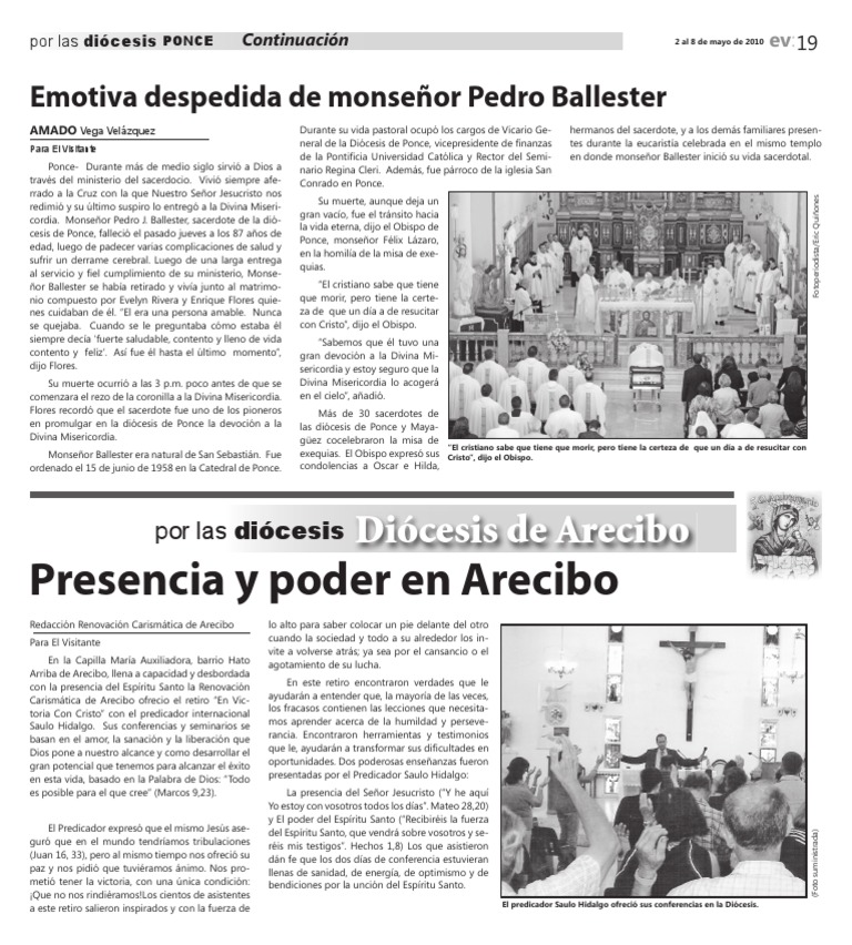 Por Las Diocesis: Ponce 2 y Arecibo 1810 | PDF | Sacerdote | Misa (liturgia)