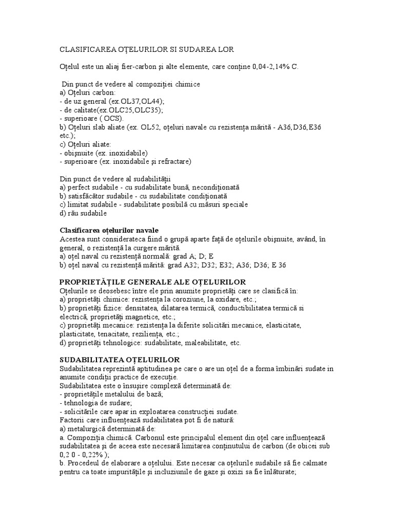 Oteluri - Clasificare Si Sudare | PDF