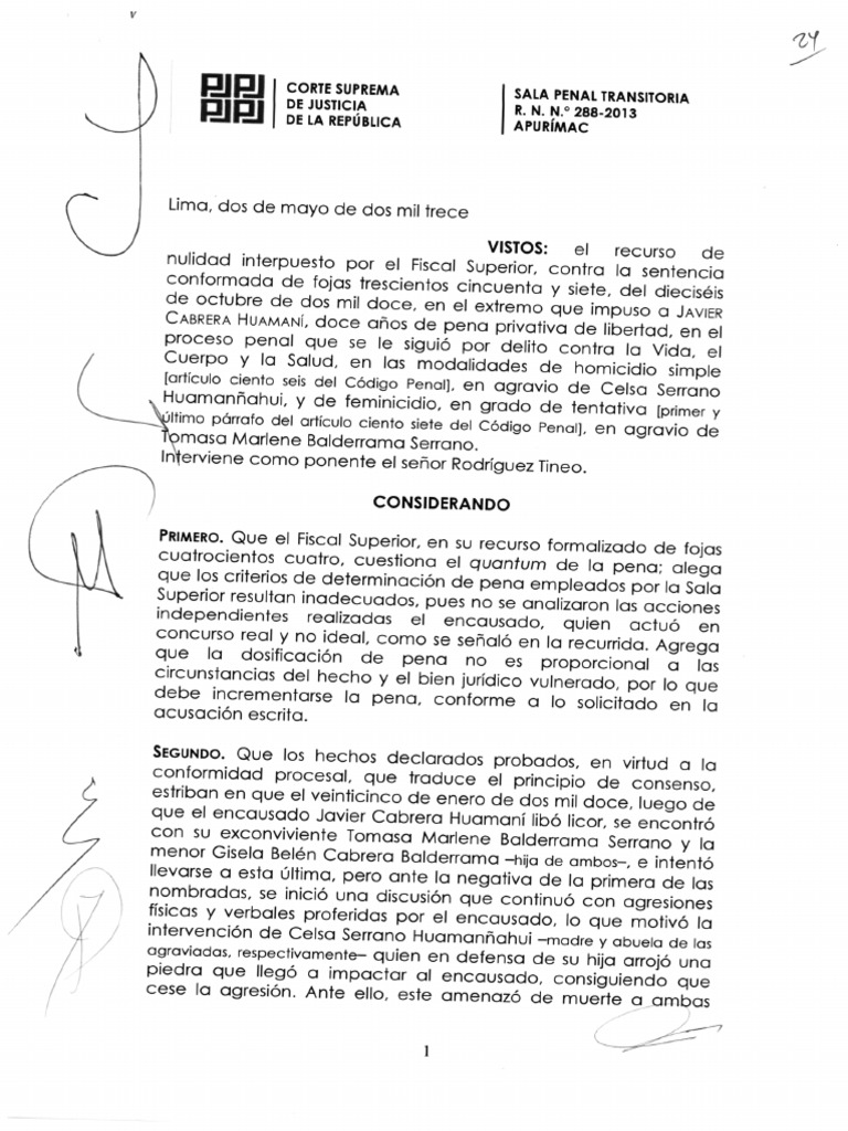 Sentencia de Femenicidio en Grado de Tentativa | PDF