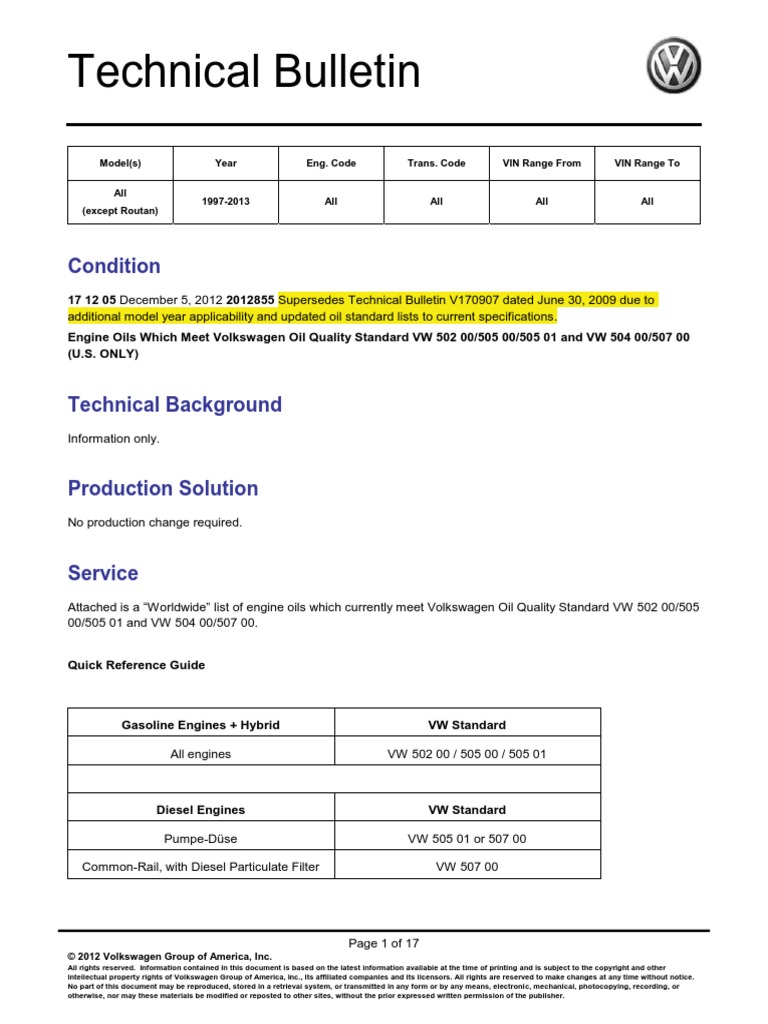 Approved Oil List WV PDF Motor Oil Volkswagen
