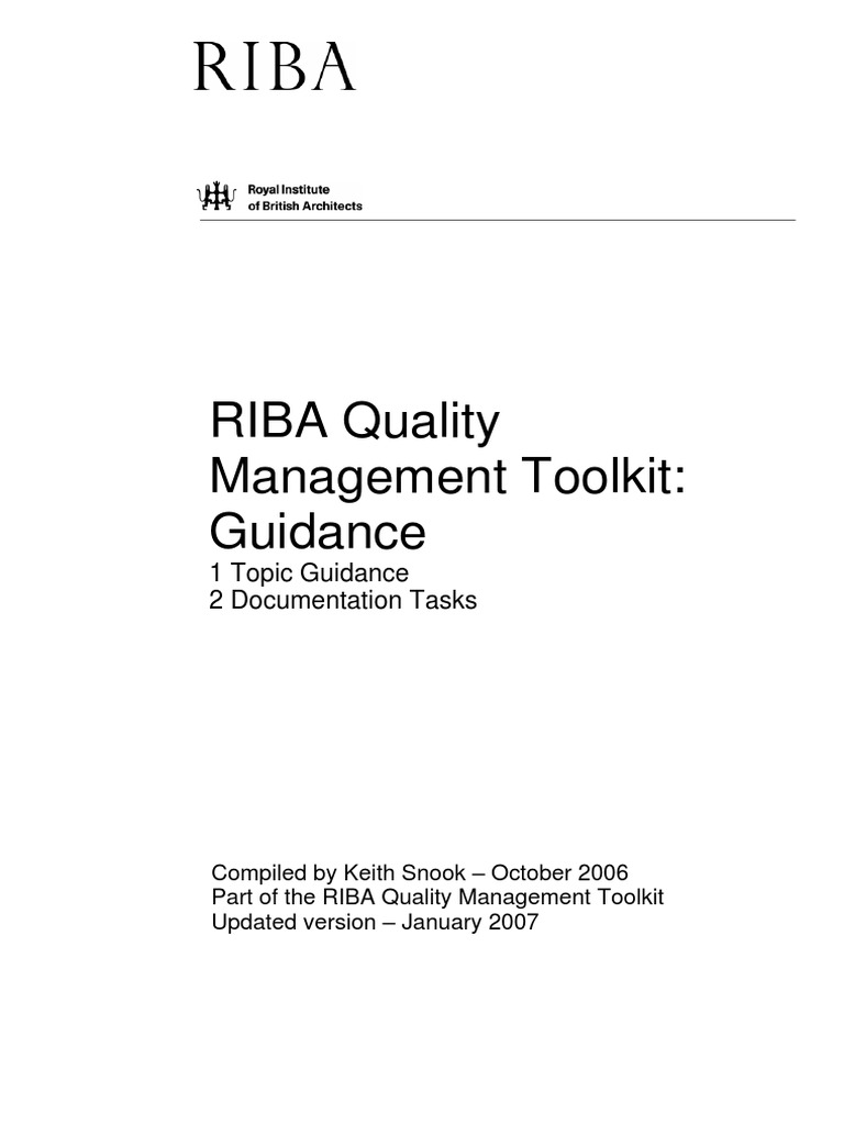 RIBA Quality Management Toolkit Overview | PDF | Specification ...