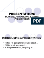 Presentation:: Planning, Organizing, & Giving Presentation