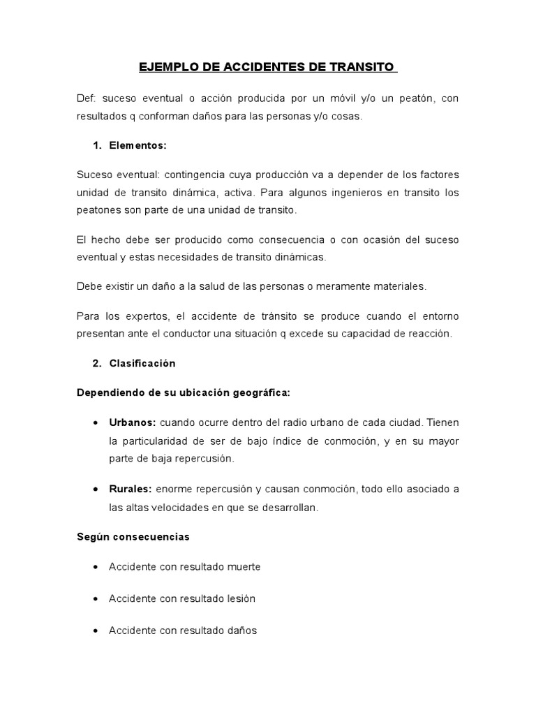 Causas y Tipos de Accidentes de Tránsito | PDF | Accidente de tráfico ...