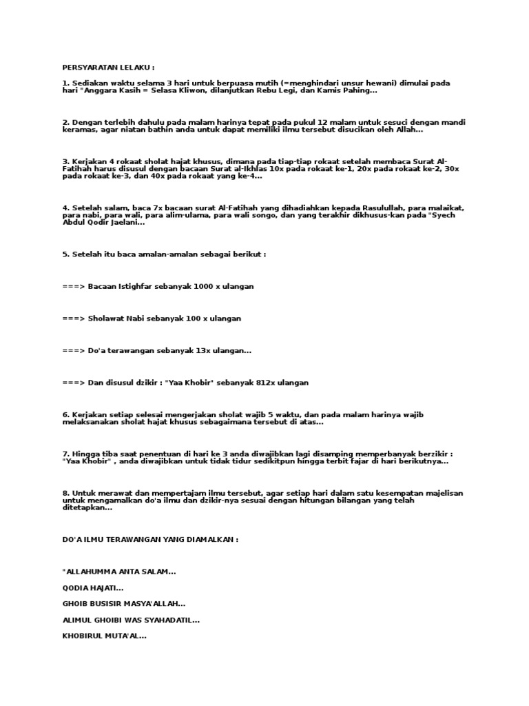 Puasa Weton Terawangan