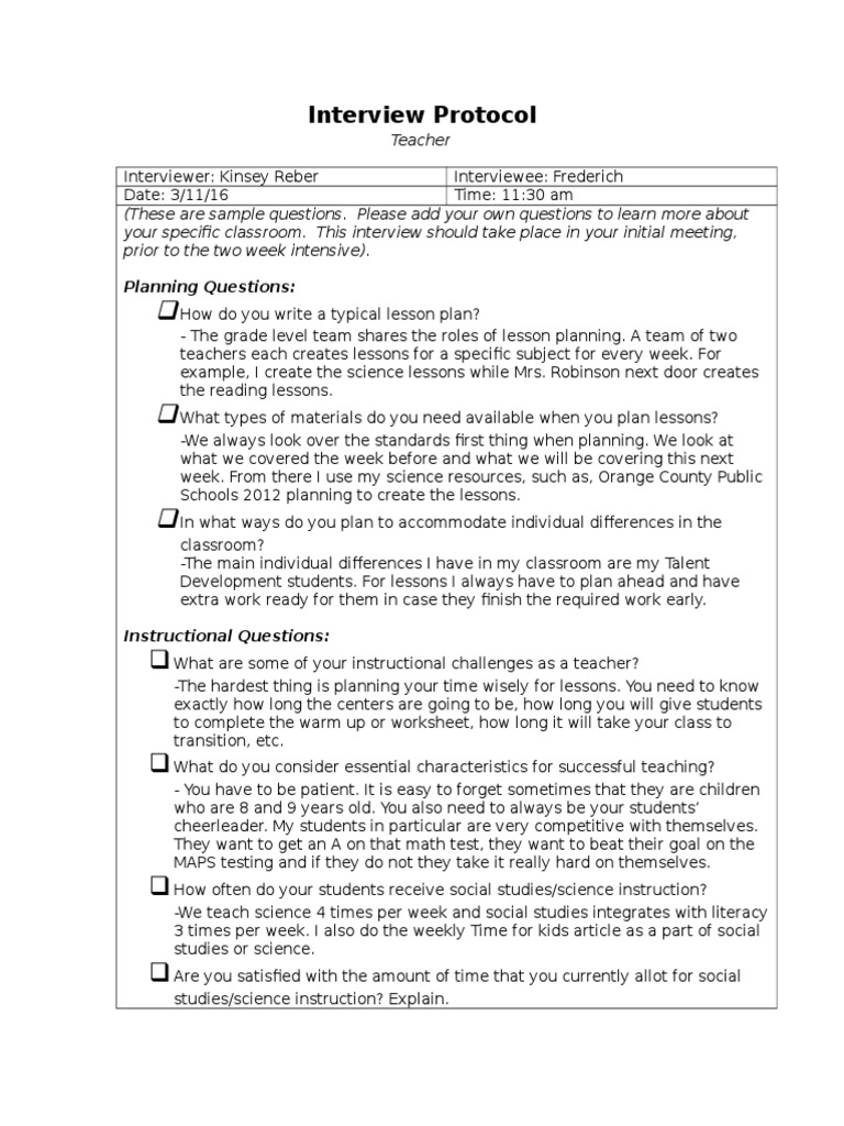 Teacherinterview | PDF | Classroom | Teachers