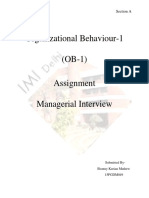 Organizational Behaviour-1 (OB-1) Assignment Managerial Interview