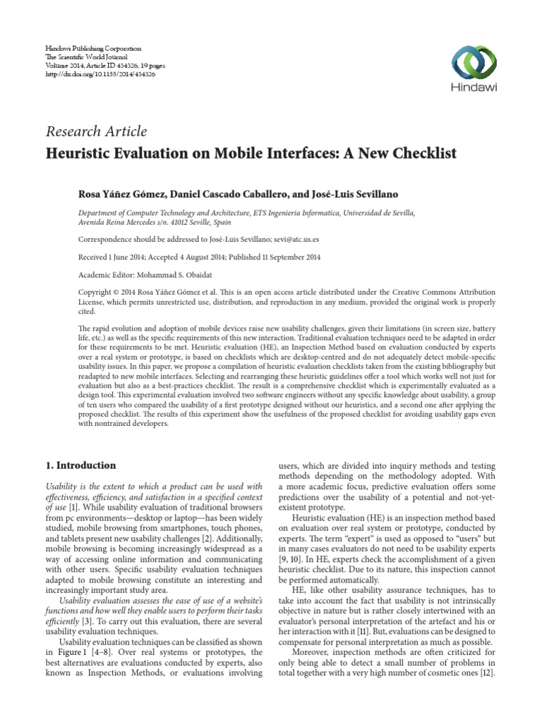 Heuristic Evaluation On Mobile Interfaces | PDF | Usability | Smartphone
