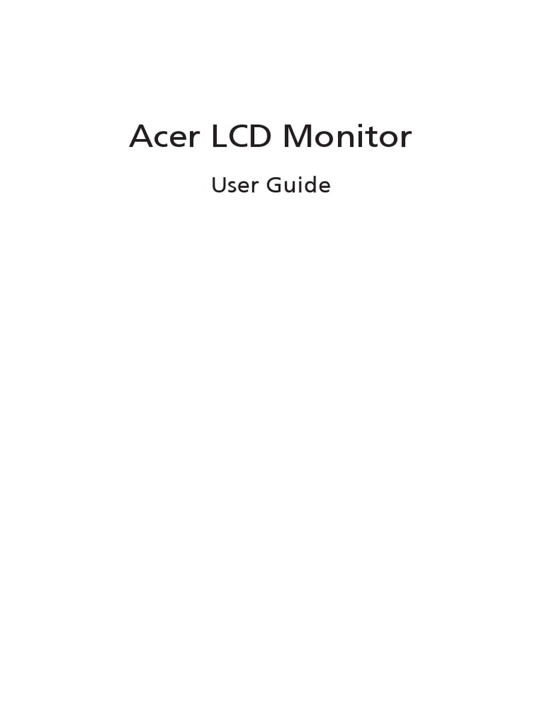Acer LCD Monitor User Guide | PDF | Ac Power Plugs And Sockets ...