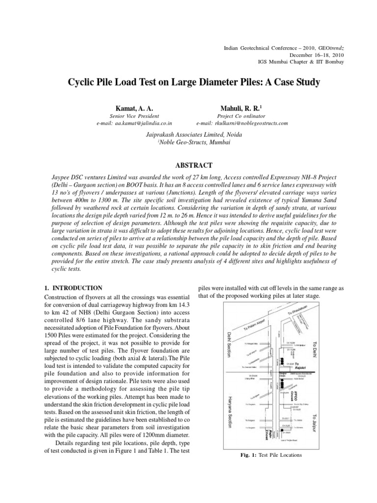 Cyclic Load Testing of Large Piles | PDF | Deep Foundation | Friction