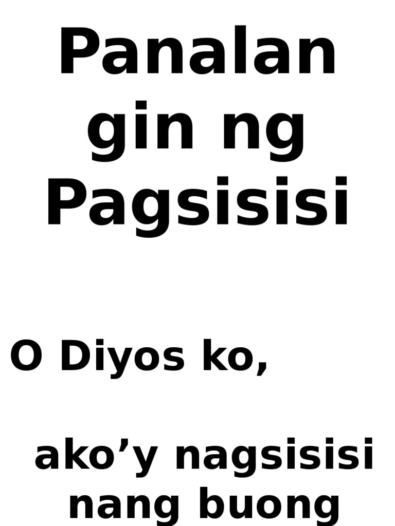 Dasal Ng Pagsisisi Tagalog - mga paksa