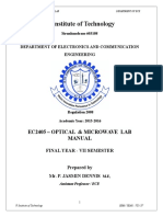 Vi Institute of Technology: Ec2405 - Optical & Microwave Lab Manual