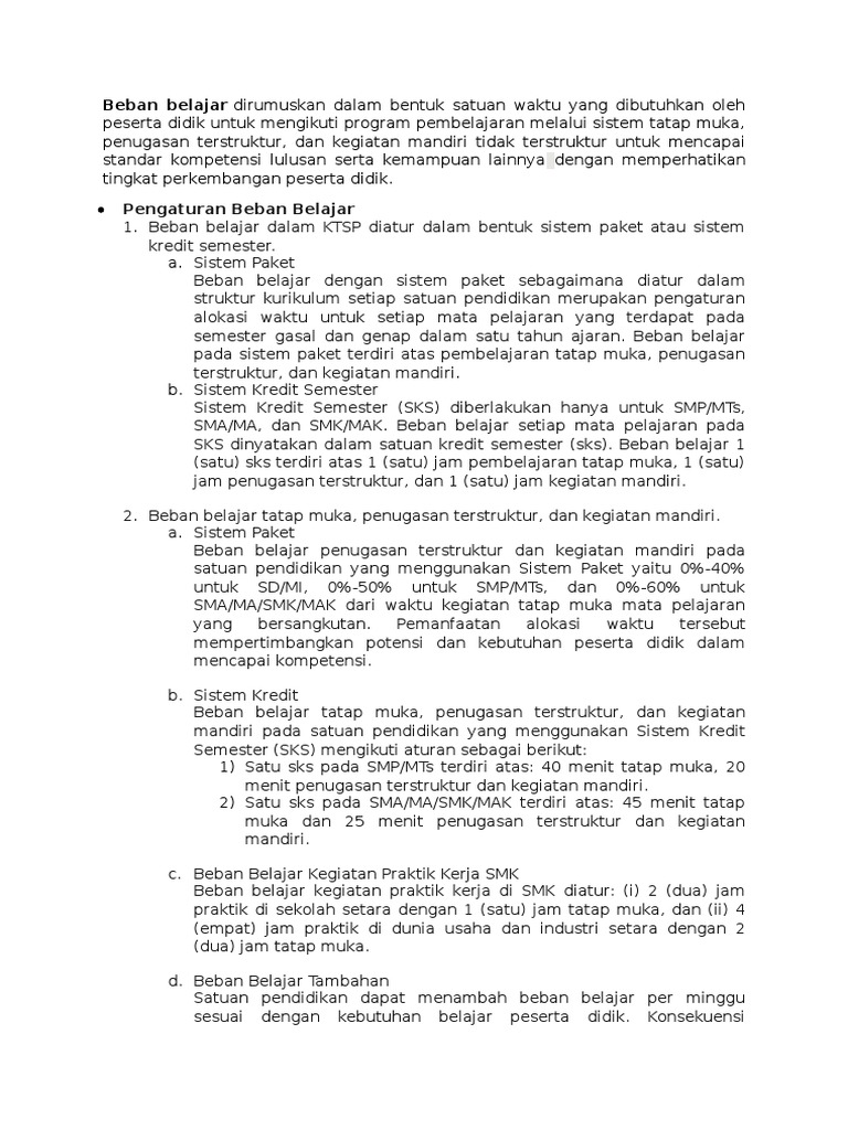 Pengaturan Beban Belajar dan Kalender Pendidikan | PDF | Karier ...