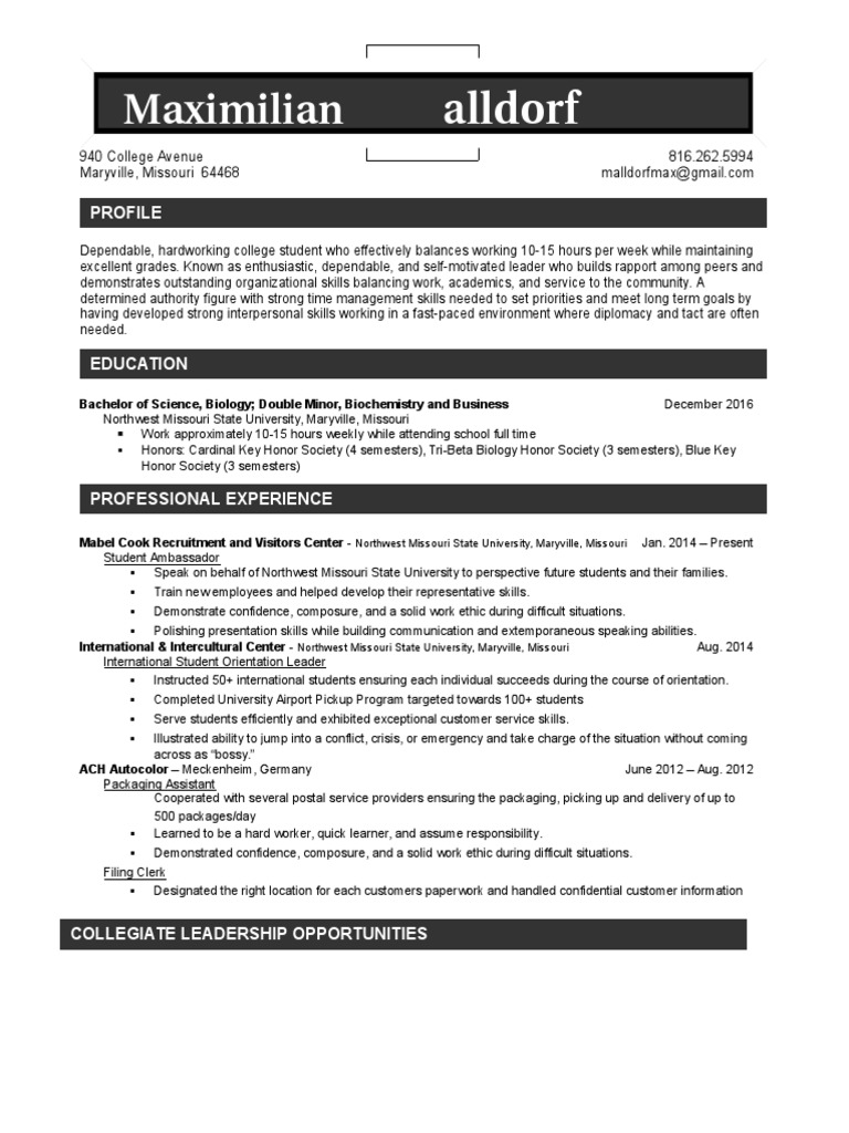 Max Malldorf Resume | PDF