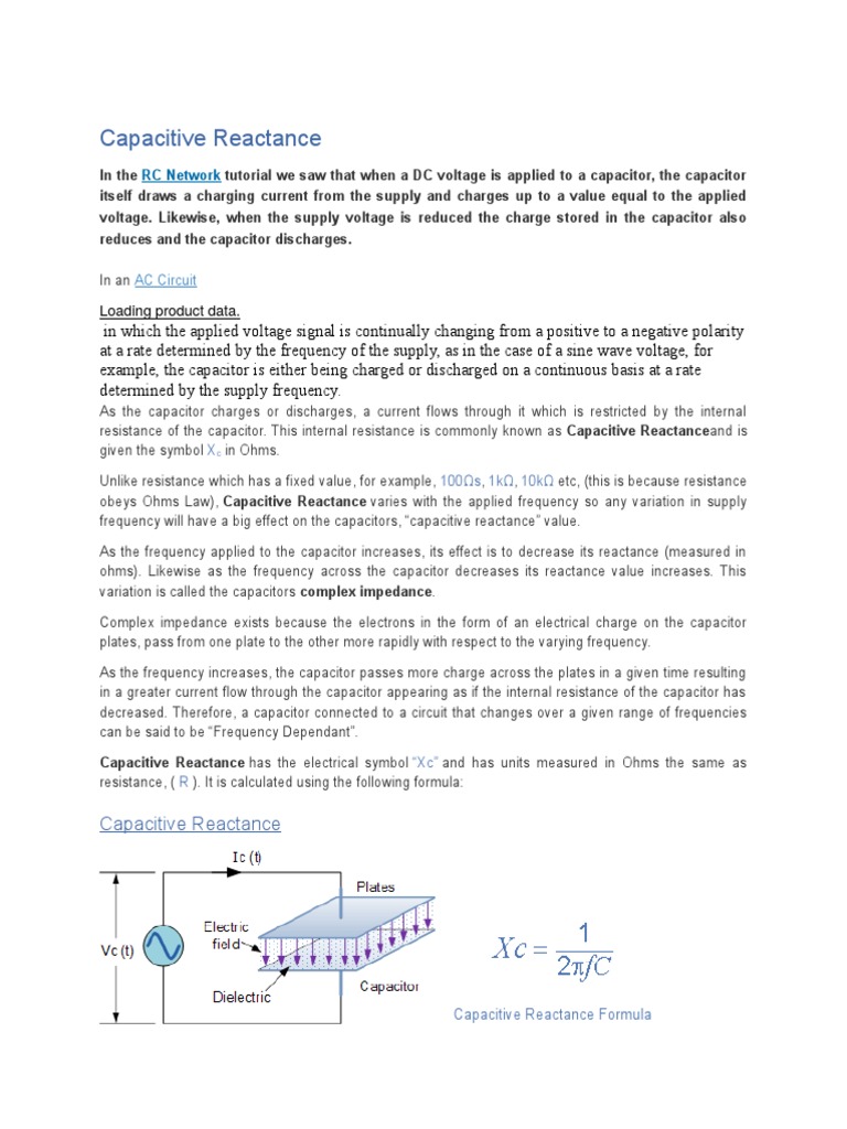 Capacitive Reactance PDF Capacitor Electrical Impedance