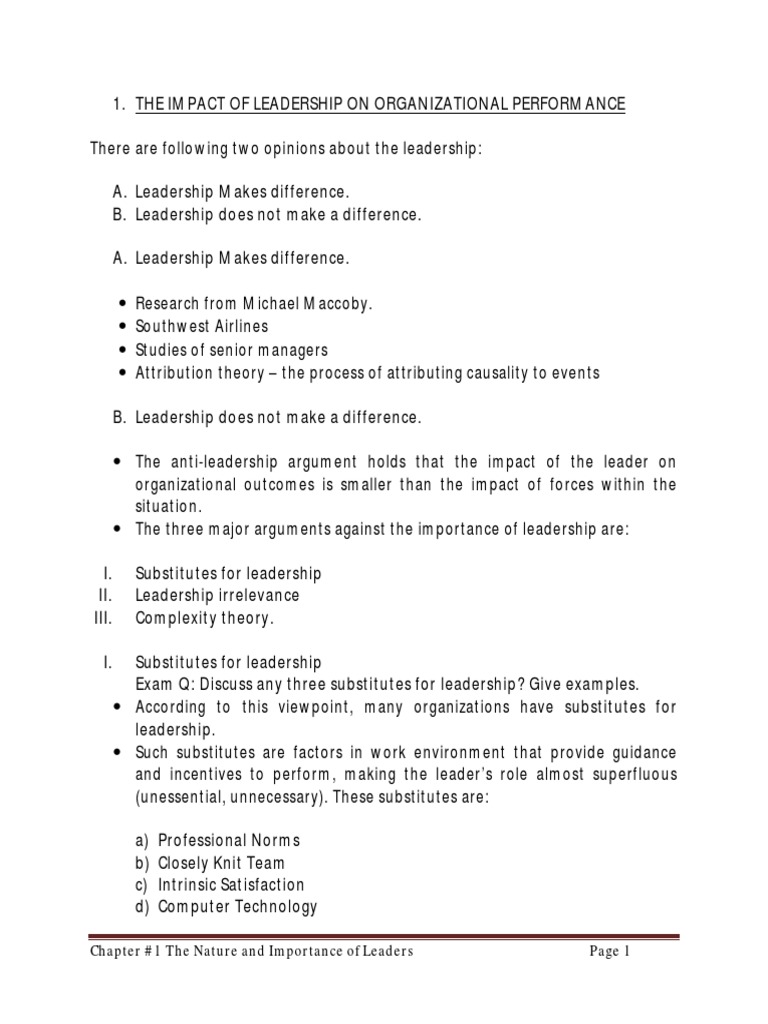 Leadership's Role in Organizations | PDF | Leadership | Strategic ...