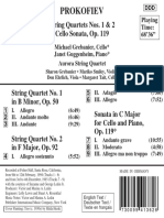 Prokofiev String Quartets and Cello Sonata