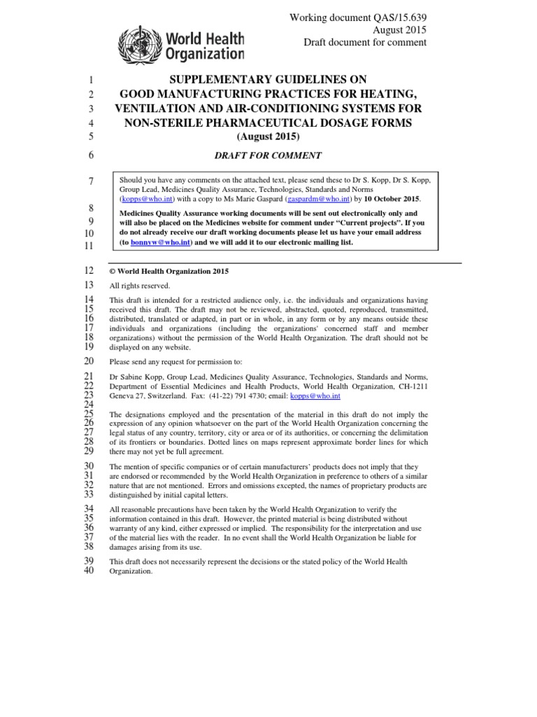 GMP guidelines for HVAC Nature