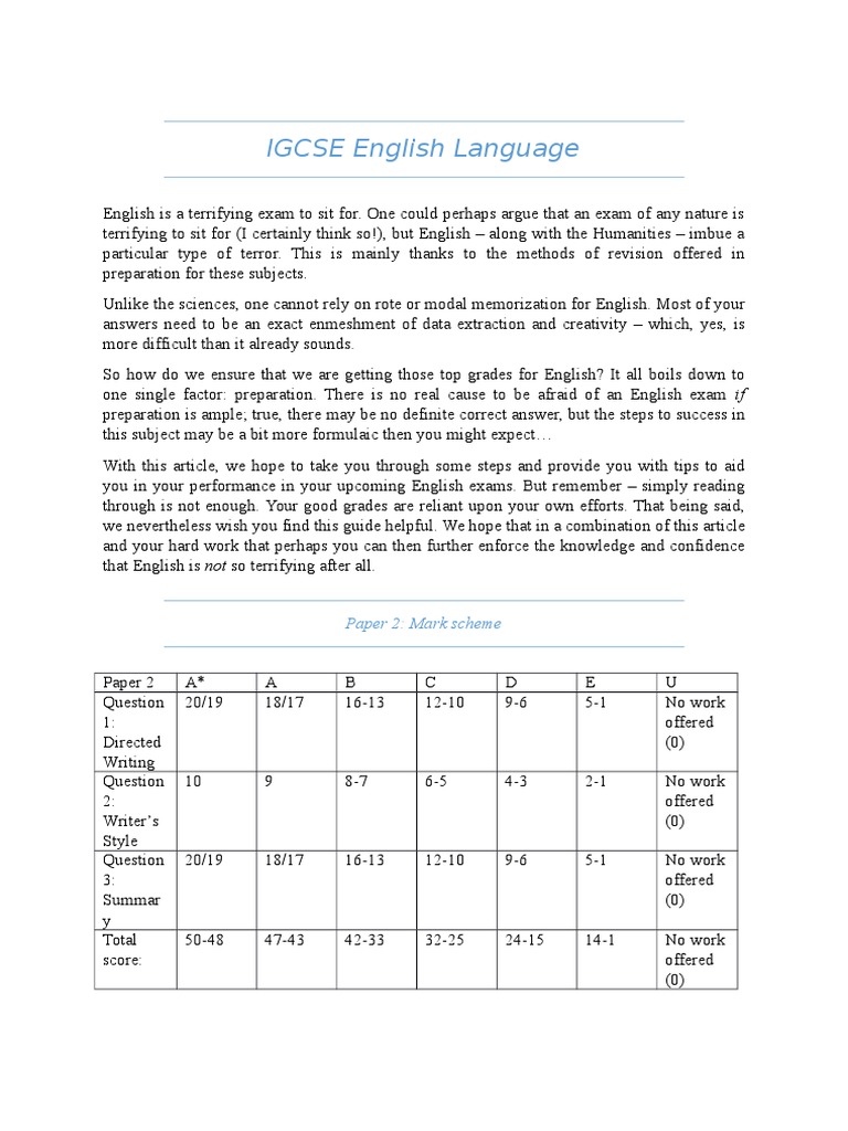 igcse-english-language-paper-2-mark-scheme