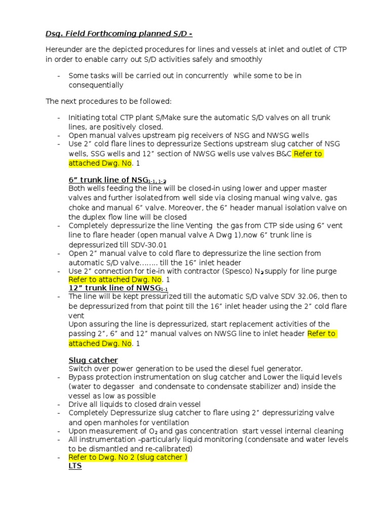 CTP Shutdown Procedures and Guidelines | PDF | Valve | Gases