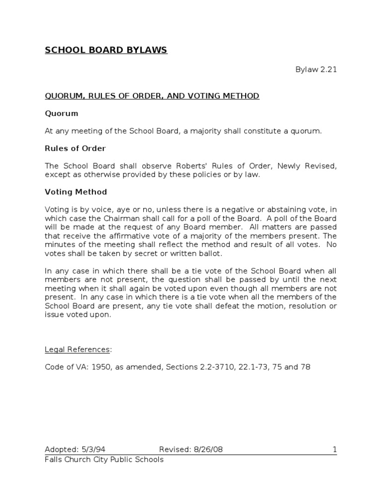 2.21 - Quorum, Rules of Order, and Voting Method | PDF