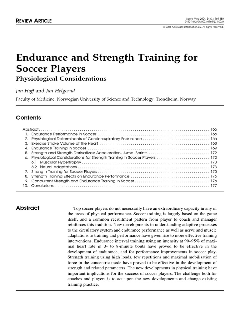 Endurance and Strength Training For Soccer Players PDF Muscle