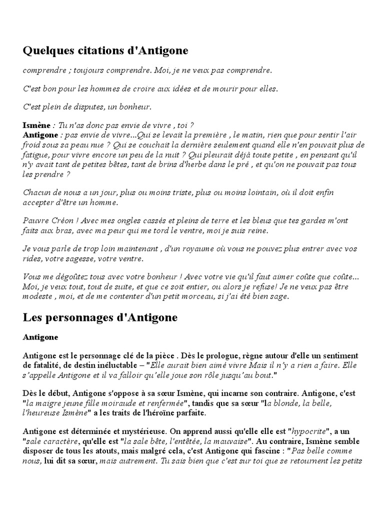 Quelques Citations Sophocle
