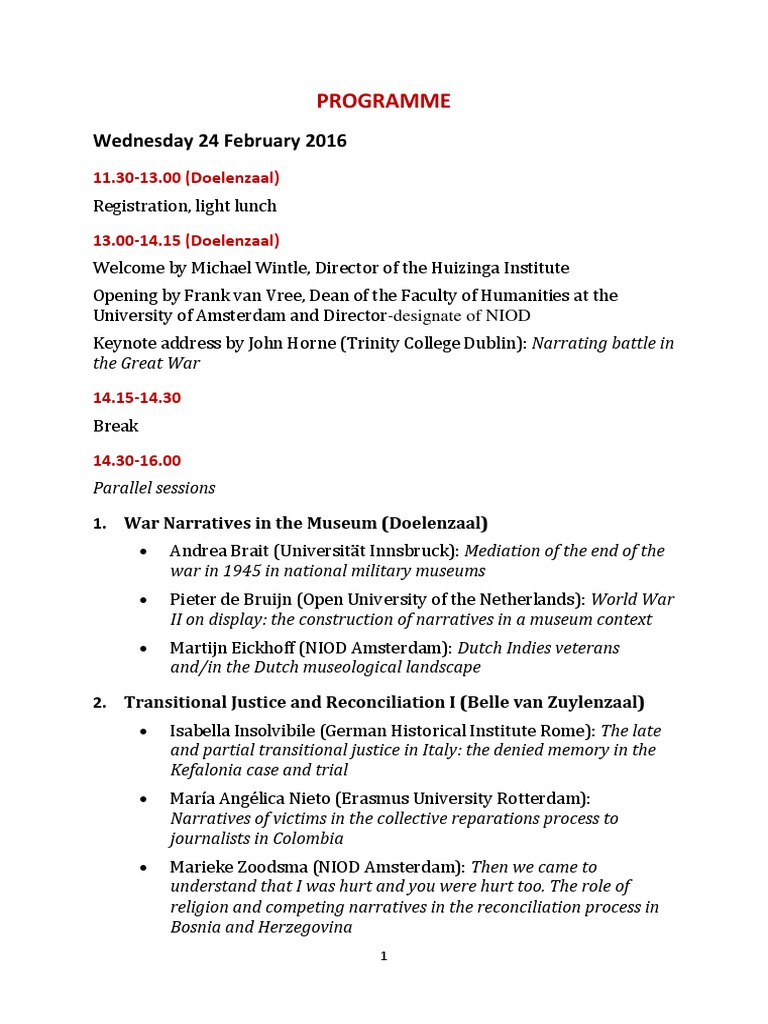 Programme Narratives of War | PDF | Netherlands | International Relations
