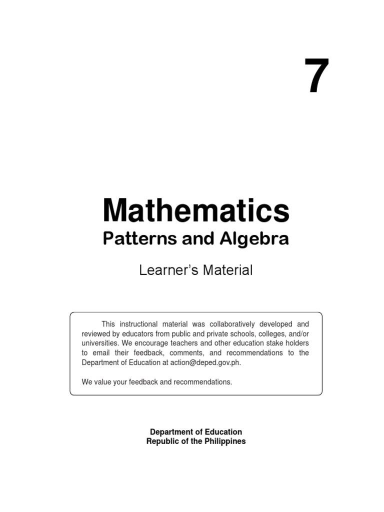 Math - 7 - LM-Algebra v2.0 PDF | Download Free PDF | Polynomial ...