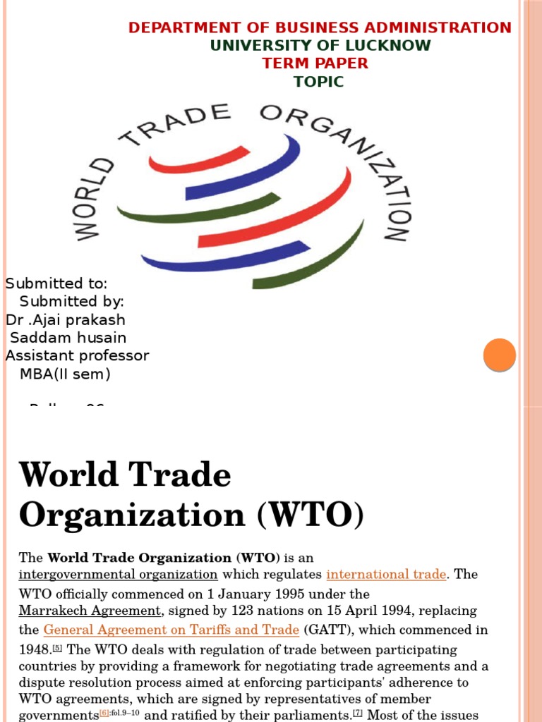 assignment on world trade organisation