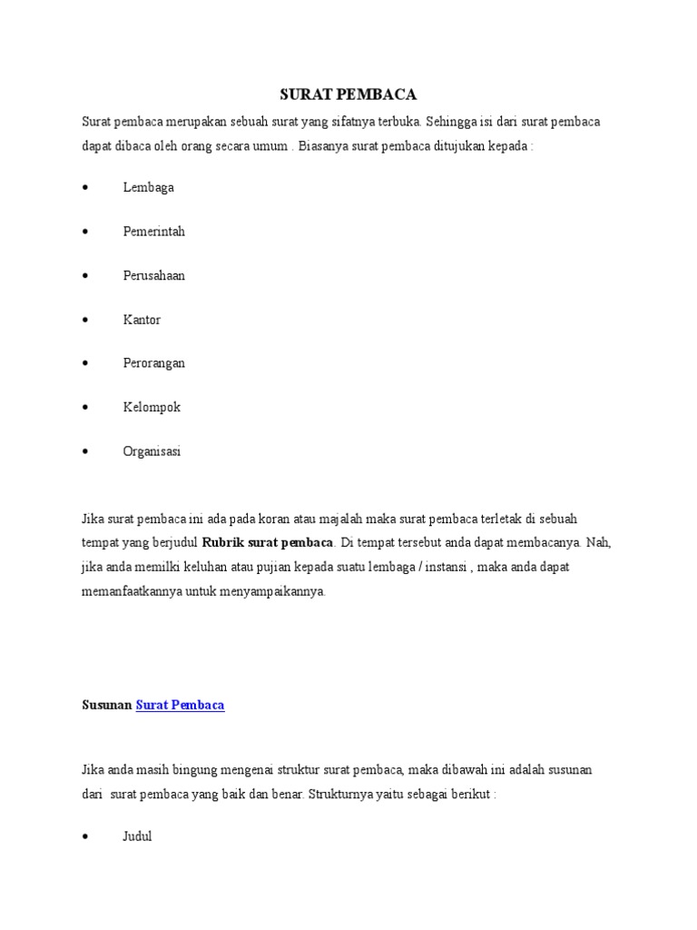 Contoh Surat Pembaca Tentang Kebersihan Sekolah Barisan