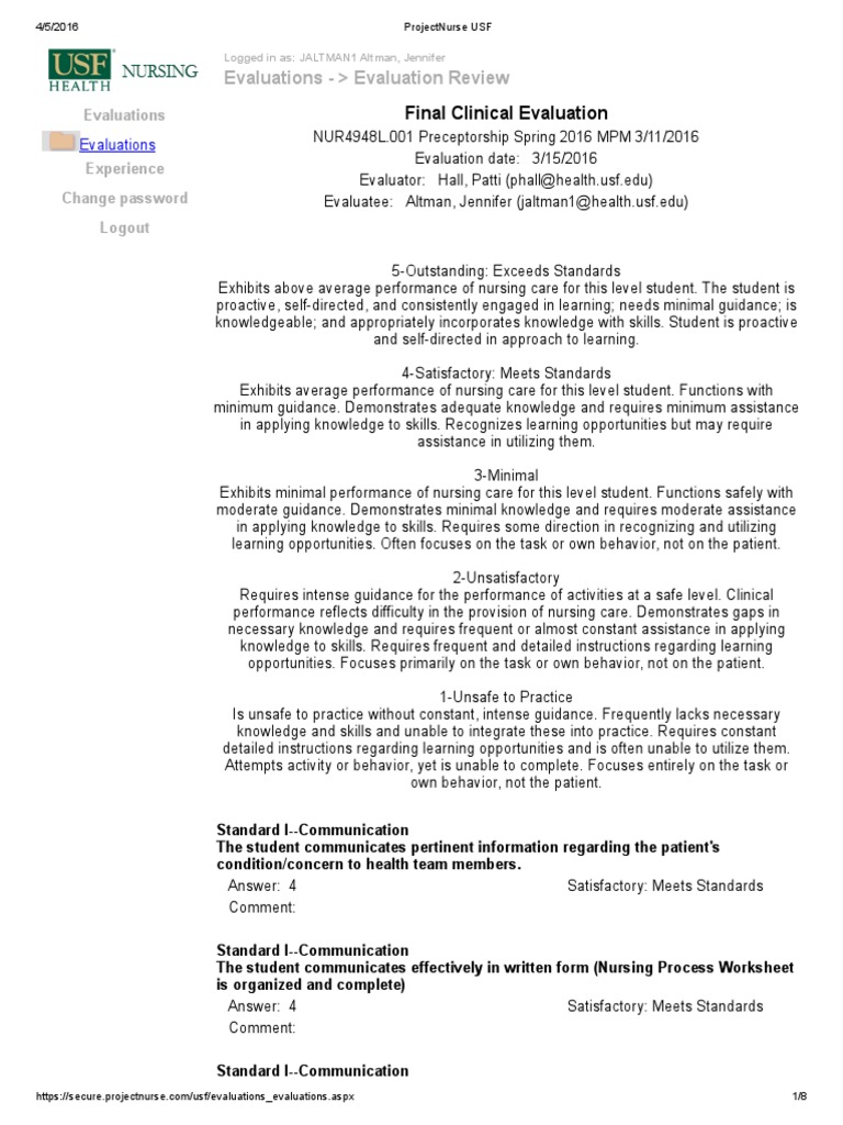 Nursing Preceptorship Evaluation Report | PDF | Medical Diagnosis | Nursing