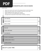 Transcendentalism Choice Board