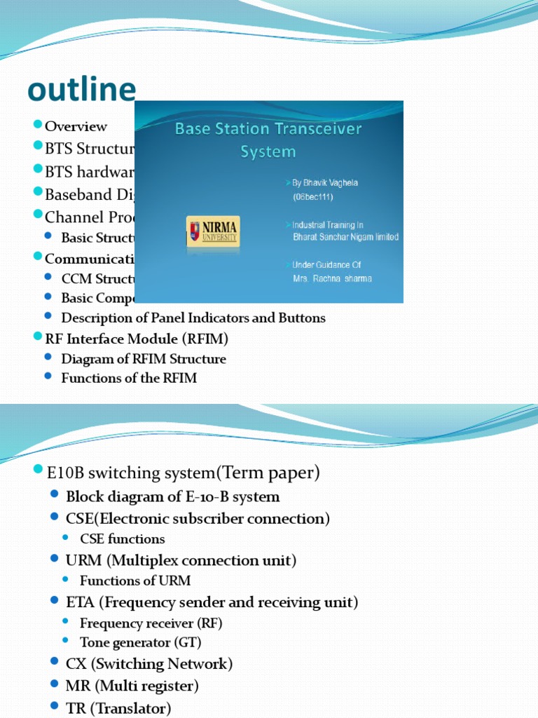Outline BTS Structure BTS Hardware Description Baseband Digital