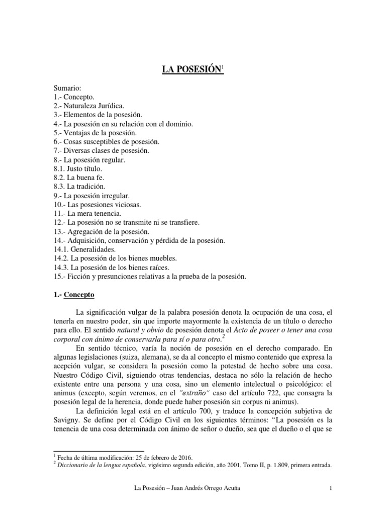 La Posesión EN DERECHO CIVIL | PDF | Posesión (Ley) | Propiedad