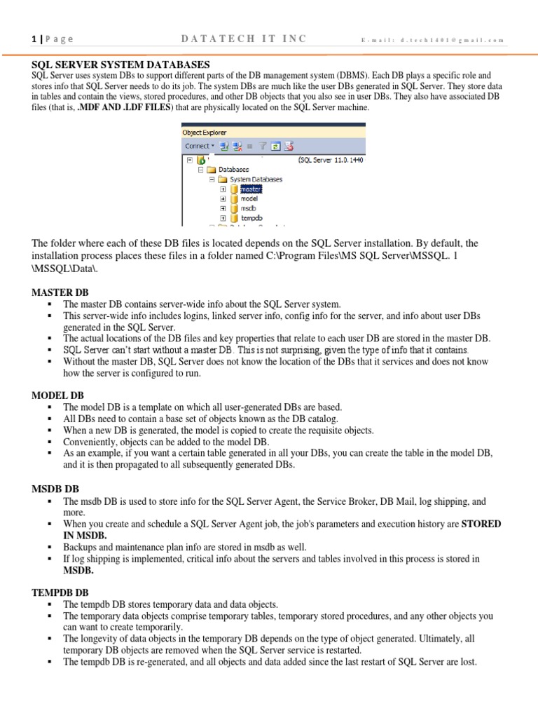 SQL Server System Databases | PDF | Microsoft Sql Server | Information