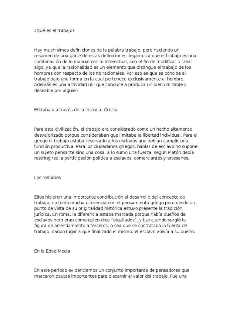 Evolucion Del Trabajo A Lo Largo de La Historia | PDF | Esclavitud ...