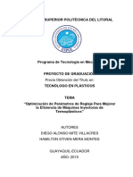 Tesis Optimizacion de Parametros de Reglaje para Mejorar La Eficiencia de Maquinas Inyectoras