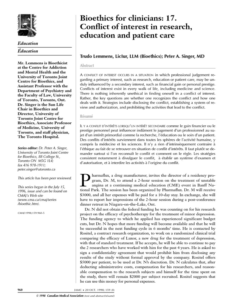 Conflicts of Interest and An Approach to Managing Them intelligence overview